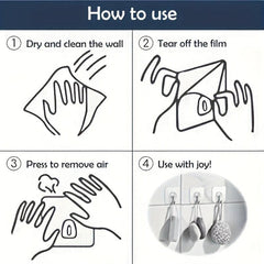 12pcs Adhesive Hooks Utility Transparent Non-slip Traceless Hooks