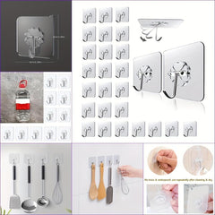 12pcs Adhesive Hooks Utility Transparent Non-slip Traceless Hooks