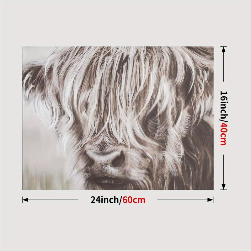 Highland Cow Canvas Wall Art Print Farmhouse Decor Giclee Artwork