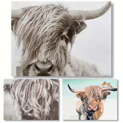 Highland Cow Canvas Wall Art Print Farmhouse Decor Giclee Artwork