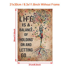 Yoga Wall Decor Poster - Lift Balance Of Holding On & Letting Go