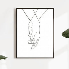 Canvas Poster Modern Art Holding Hands Line Art Poster Wall Art