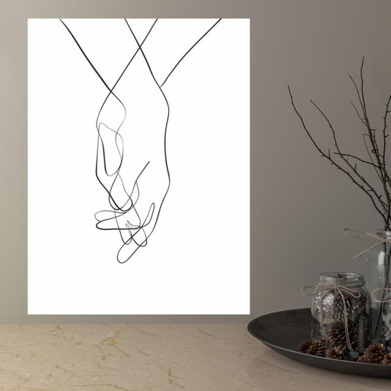 Canvas Poster Modern Art Holding Hands Line Art Poster Wall Art