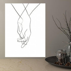 Canvas Poster Modern Art Holding Hands Line Art Poster Wall Art