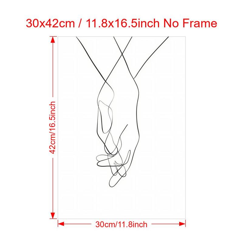 Canvas Poster Modern Art Holding Hands Line Art Poster Wall Art