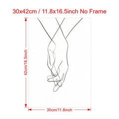 Canvas Poster Modern Art Holding Hands Line Art Poster Wall Art