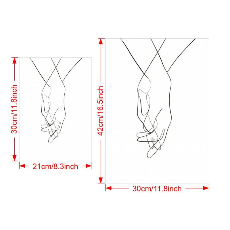 Canvas Poster Modern Art Holding Hands Line Art Poster Wall Art