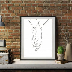 Canvas Poster Modern Art Holding Hands Line Art Poster Wall Art