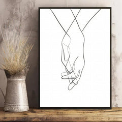 Canvas Poster Modern Art Holding Hands Line Art Poster Wall Art