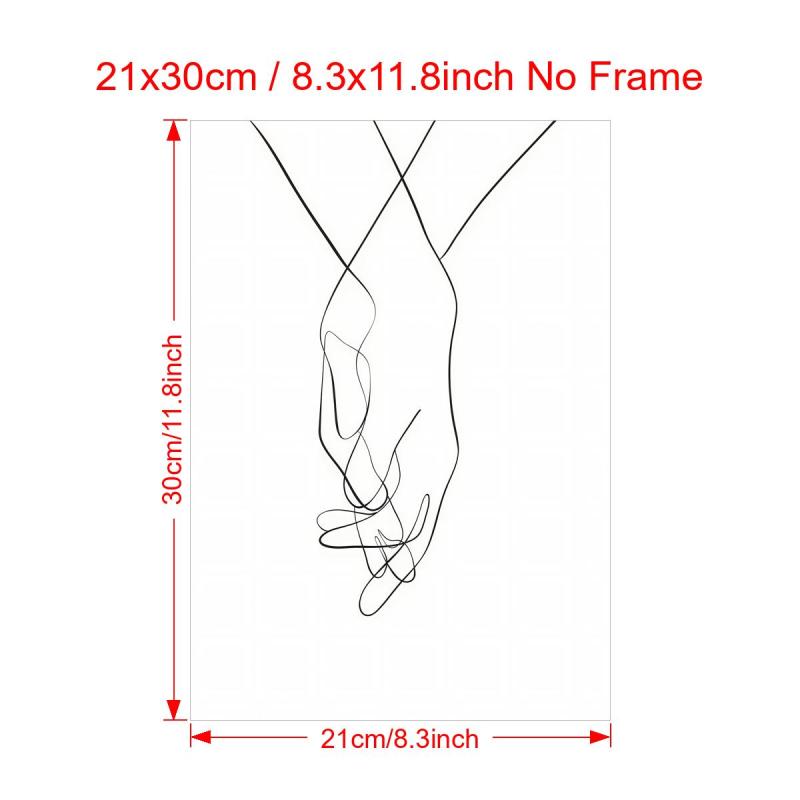 Canvas Poster Modern Art Holding Hands Line Art Poster Wall Art