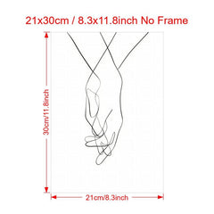 Canvas Poster Modern Art Holding Hands Line Art Poster Wall Art