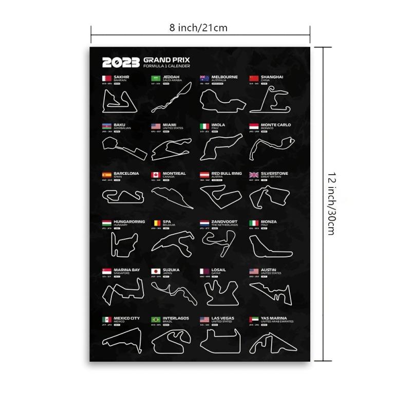 4pcs F1 Race Posters A4 Size Frameless High Print for Fans and Collectors