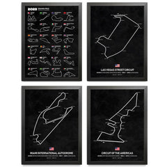 4pcs F1 Race Posters A4 Size Frameless High Print for Fans and Collectors