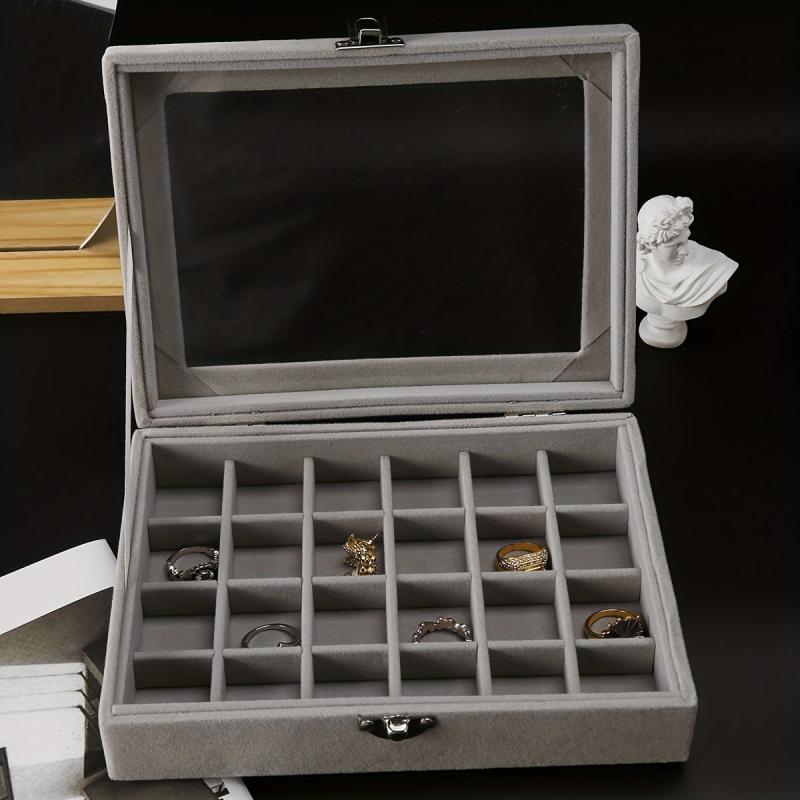 24 Grid Jewelry Organizer Box Lockable Display Showcase