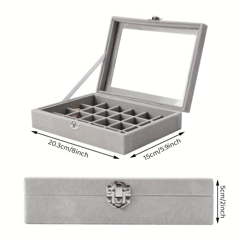 24 Grid Jewelry Organizer Box Lockable Display Showcase