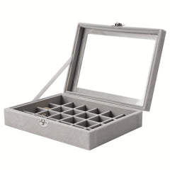 24 Grid Jewelry Organizer Box Lockable Display Showcase