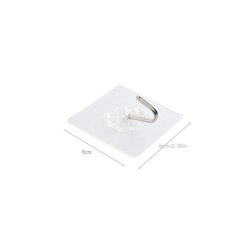 6pcs Adhesive Hook Transparent Wall Hook Waterproof Kitchen Bathroom Hook