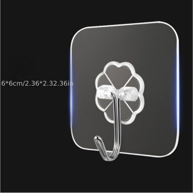 6pcs Adhesive Hook Transparent Wall Hook Waterproof Kitchen Bathroom Hook