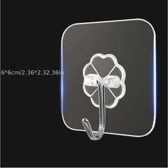 6pcs Adhesive Hook Transparent Wall Hook Waterproof Kitchen Bathroom Hook