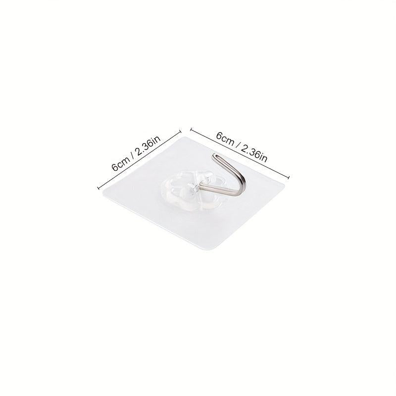 6pcs Adhesive Hook Transparent Wall Hook Waterproof Kitchen Bathroom Hook