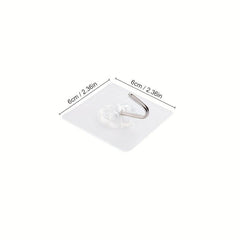 6pcs Adhesive Hook Transparent Wall Hook Waterproof Kitchen Bathroom Hook