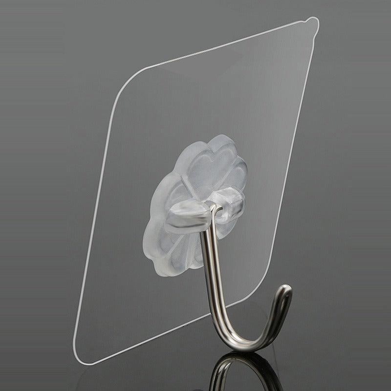6pcs Adhesive Hook Transparent Wall Hook Waterproof Kitchen Bathroom Hook