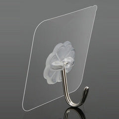 6pcs Adhesive Hook Transparent Wall Hook Waterproof Kitchen Bathroom Hook