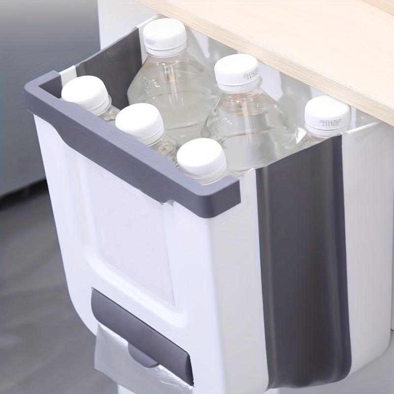 1pc Hanging Trash Can Foldable Waste Bin Collapsible Plastic Garbage Can