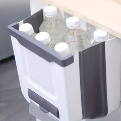 1pc Hanging Trash Can Foldable Waste Bin Collapsible Plastic Garbage Can