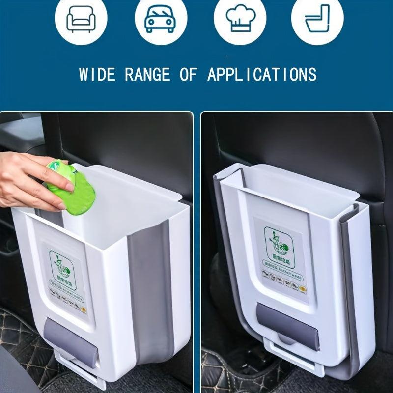 1pc Hanging Trash Can Foldable Waste Bin Collapsible Plastic Garbage Can