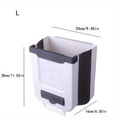 1pc Hanging Trash Can Foldable Waste Bin Collapsible Plastic Garbage Can