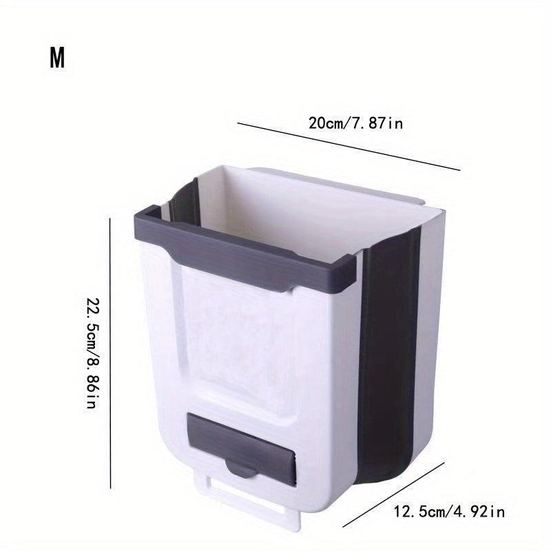 1pc Hanging Trash Can Foldable Waste Bin Collapsible Plastic Garbage Can