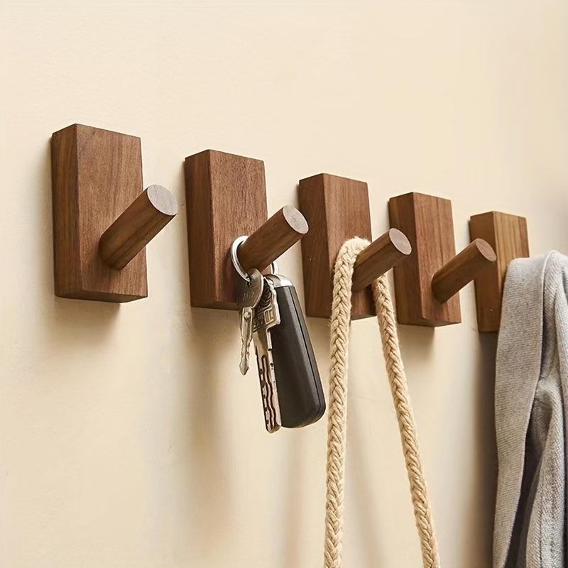 2pcs Wooden Coat Hooks Creative Porch Wall Hanging Hat Hook