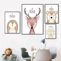 Baby Animal Poster Set for Kid's Room Decor and Canvas Prints
