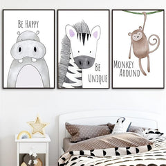 Baby Animal Poster Set for Kid's Room Decor and Canvas Prints