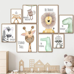 Baby Animal Poster Set for Kid's Room Decor and Canvas Prints