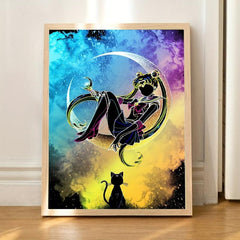 Abstract Anime Cat Painting On Canvas Wall Art