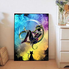Abstract Anime Cat Painting On Canvas Wall Art