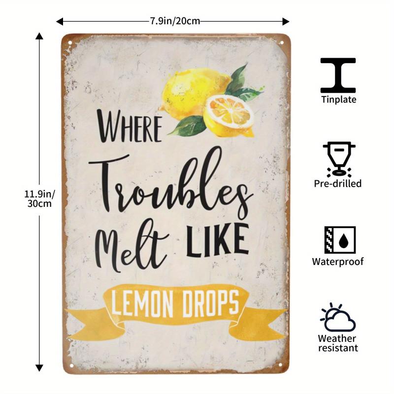 Retro Metal Tin Sign Lemon House Coffee Wall Decor 20x30 cm