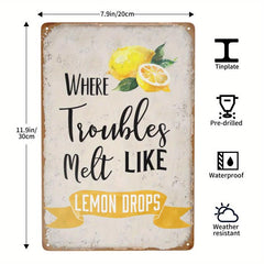 Retro Metal Tin Sign Lemon House Coffee Wall Decor 20x30 cm