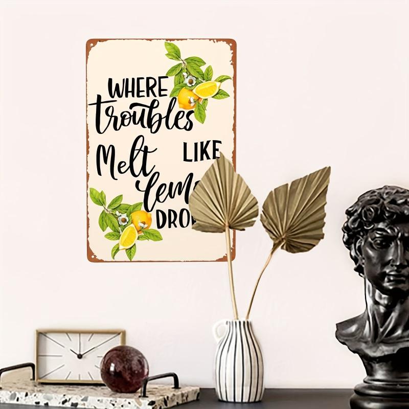 Retro Metal Tin Sign Lemon House Coffee Wall Decor 20x30 cm