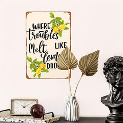 Retro Metal Tin Sign Lemon House Coffee Wall Decor 20x30 cm