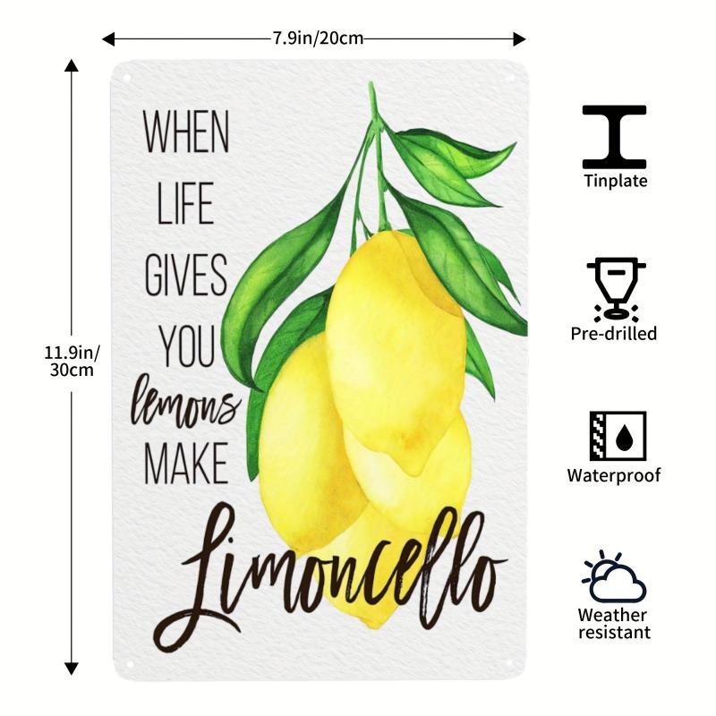 Retro Metal Tin Sign Lemon House Coffee Wall Decor 20x30 cm