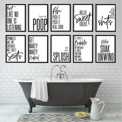 10pcs Bathroom Funny Quotes Posters 12 x8