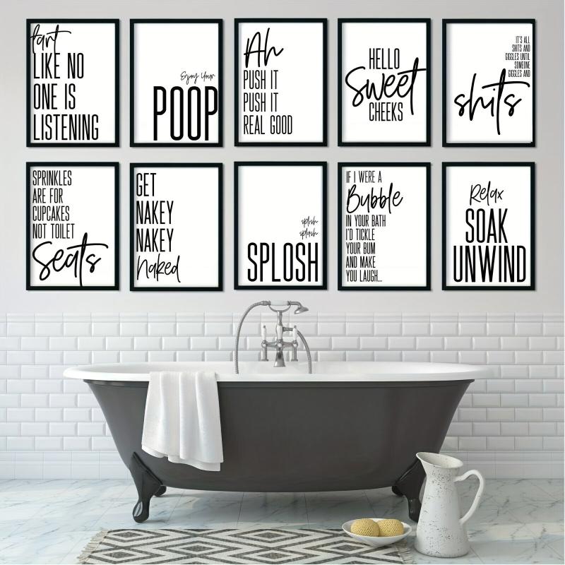 10pcs Bathroom Funny Quotes Posters 12 x8