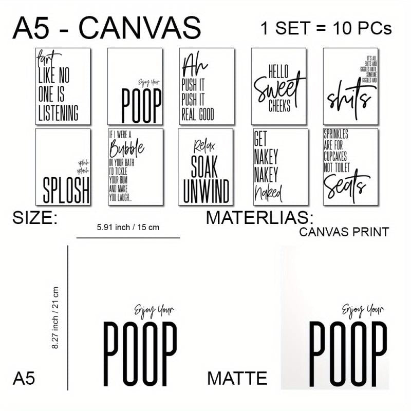 10pcs Bathroom Funny Quotes Posters 12 x8