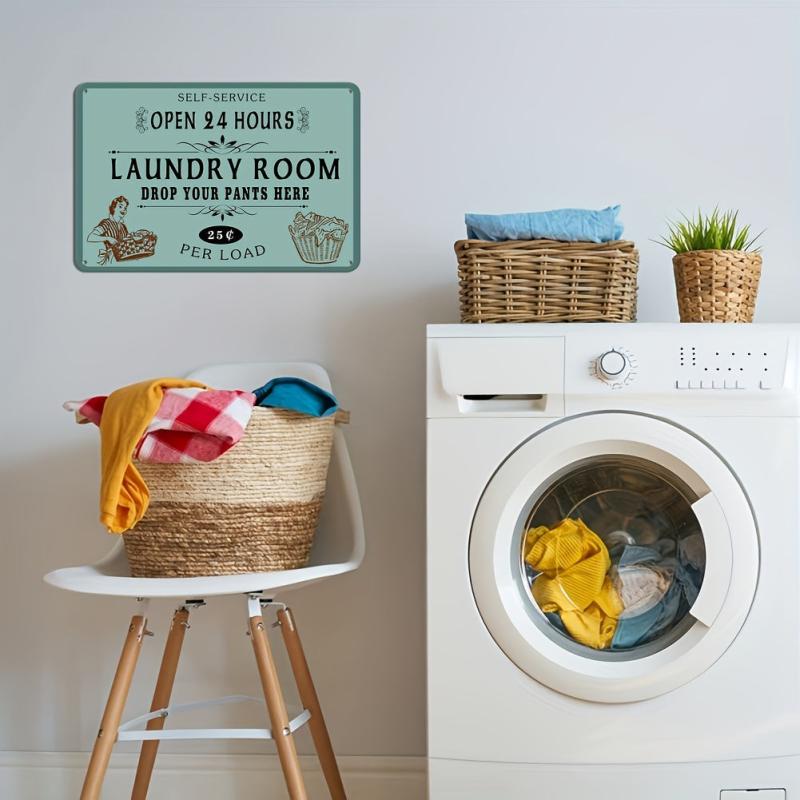 Laundry Drop Your Pants Here Retro Metal Sign 8X12Inch