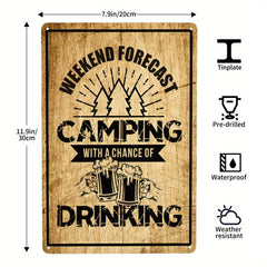 Vintage Camping Tin Sign Camping Rules Explore Family Fire Sunset Stars Memories