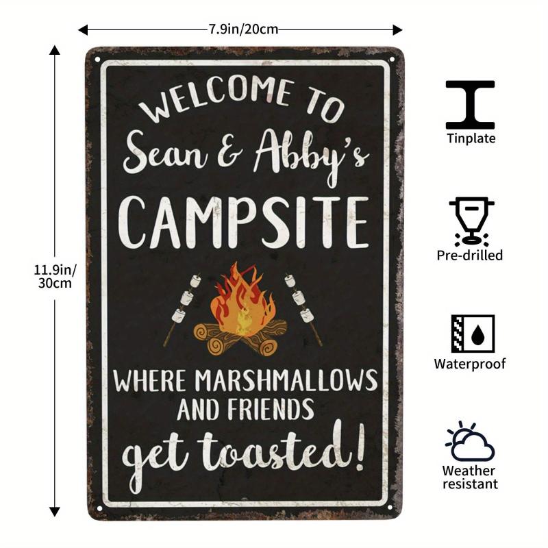 Vintage Camping Tin Sign Camping Rules Explore Family Fire Sunset Stars Memories