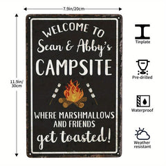 Vintage Camping Tin Sign Camping Rules Explore Family Fire Sunset Stars Memories